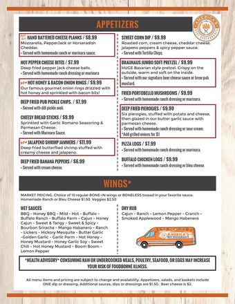 Hitchys Menu Page 1