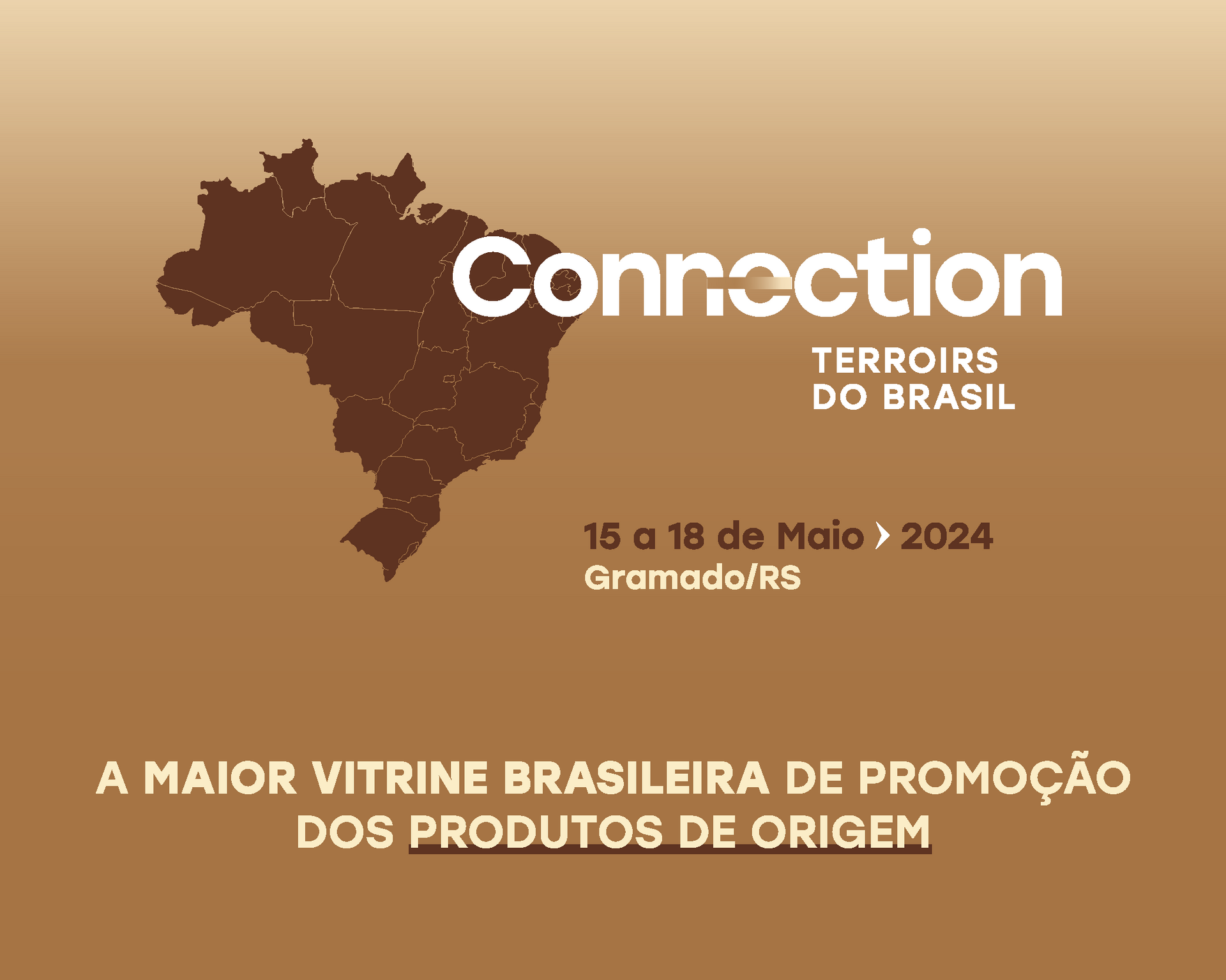Um fundo marrom com um mapa do brasil e as palavras conexão