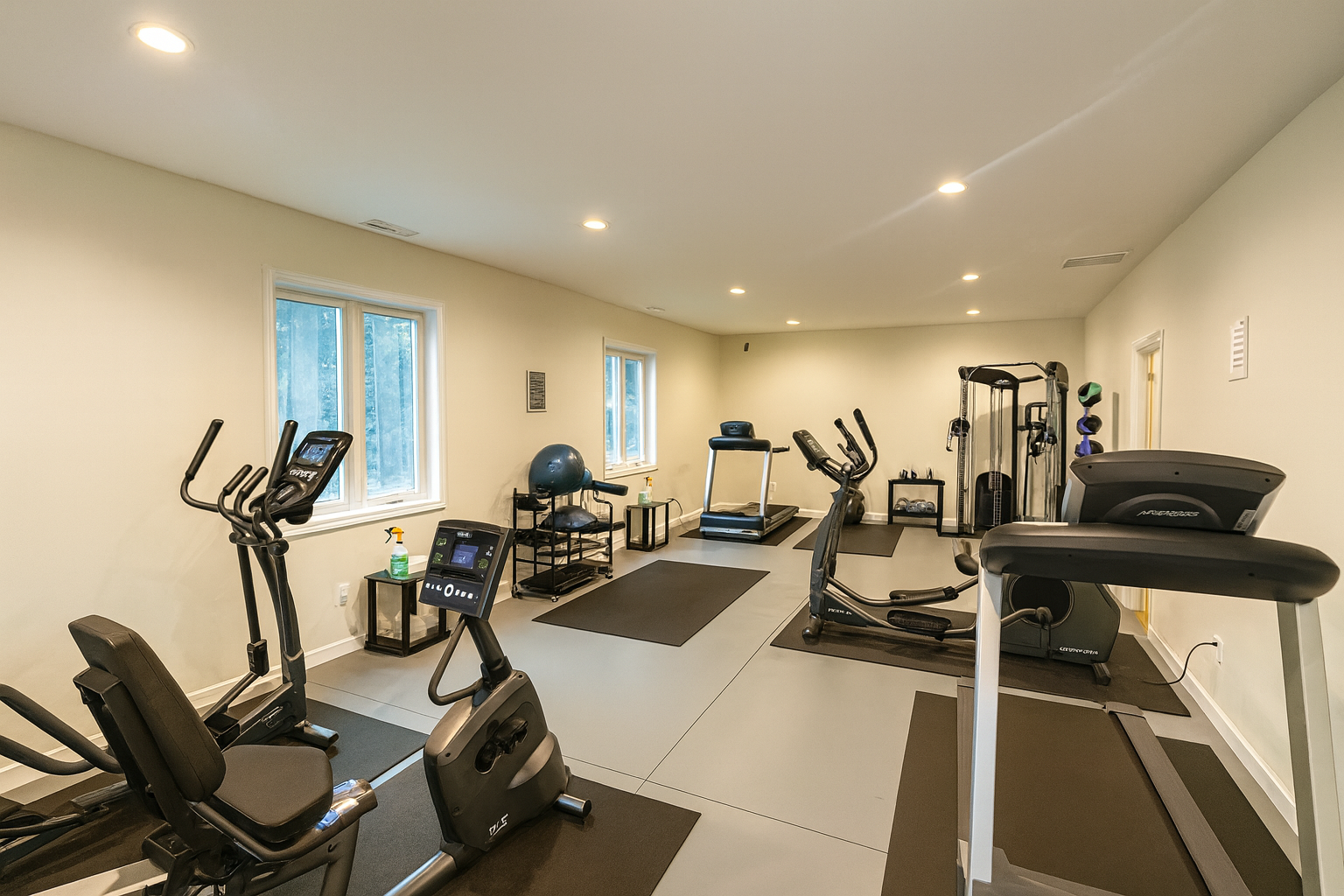 Photo of a fitness center with plenty of equipment