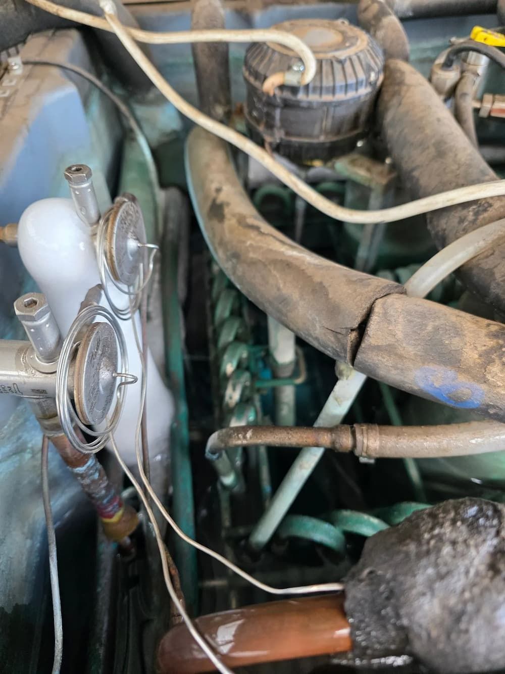 Engine Bay With Ac Components — BNS Refrigeration Services in Healy, QLD