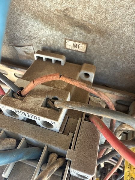 Gray Electrical Terminal Block With Connected Wires — BNS Refrigeration Services in Healy, QLD