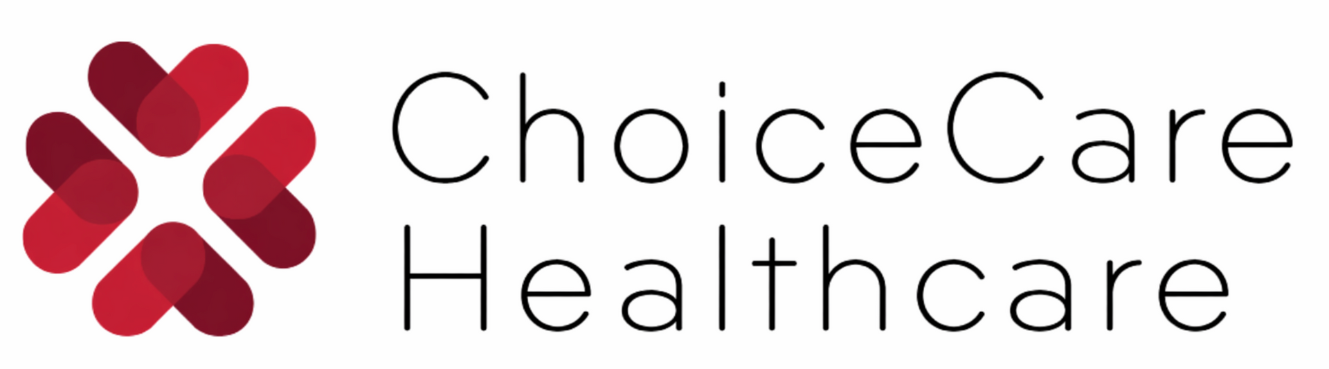 ChoiceCare Healthcare logo with red heart-clover icon and black text on white background