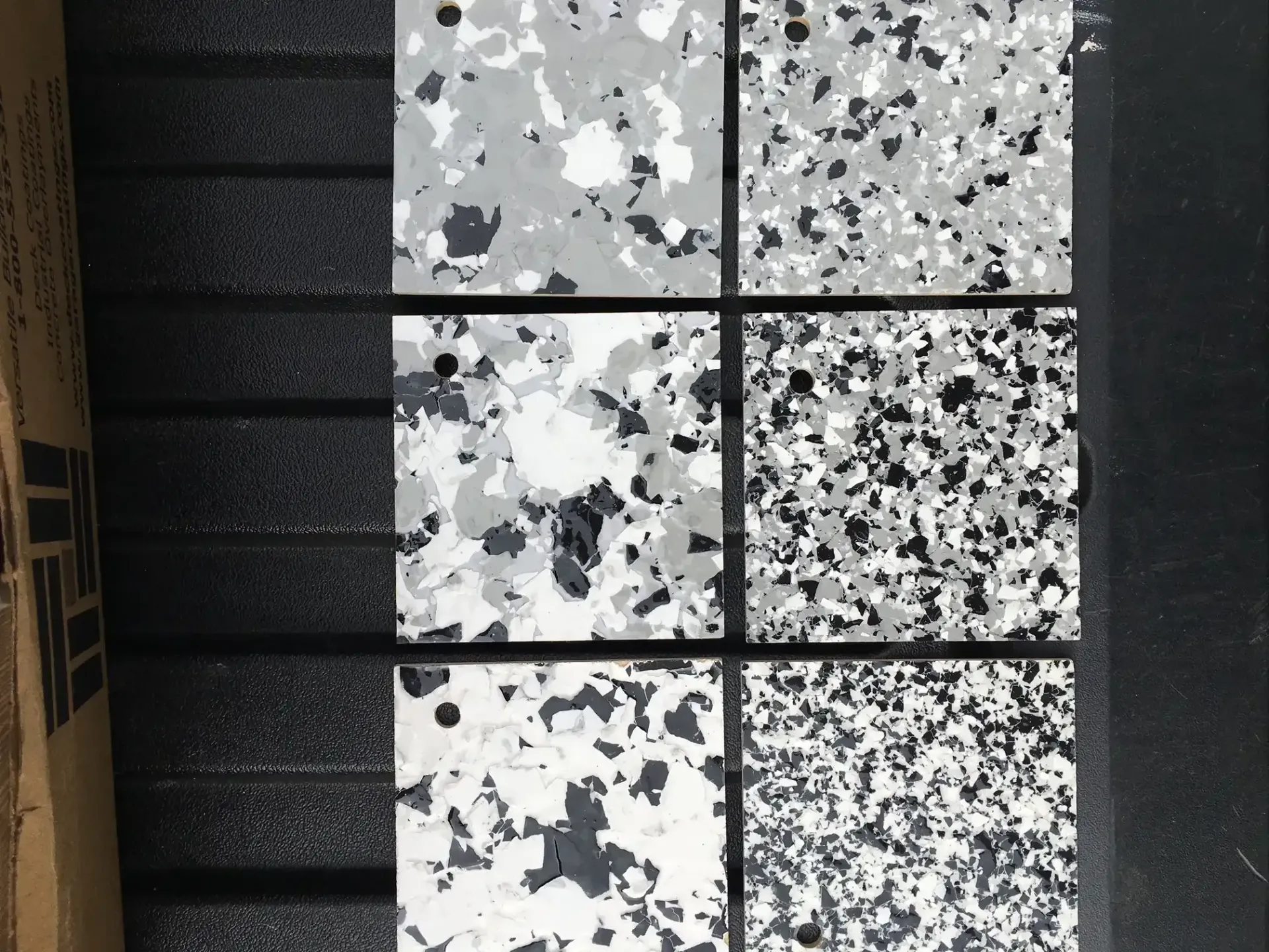 A row of tiles with different patterns on them