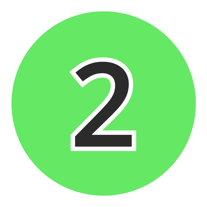 A green circle with a black number 2, outlined in white.