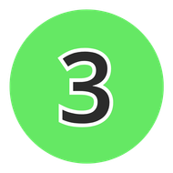 Green circle with the number 3 in black with a white outline.