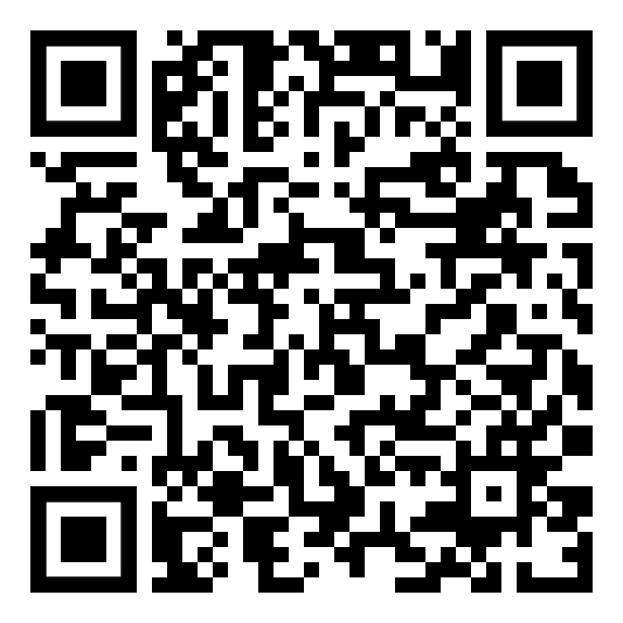 Ein schwarz-weißer QR-Code auf weißem Hintergrund.