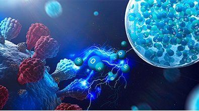 a computer generated image of a cell being attacked by a virus .