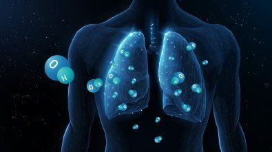 a computer generated image of a person 's lungs with bubbles coming out of them .