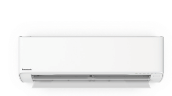 a white air conditioner is sitting on a white surface .