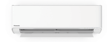 a white air conditioner is sitting on a white surface .