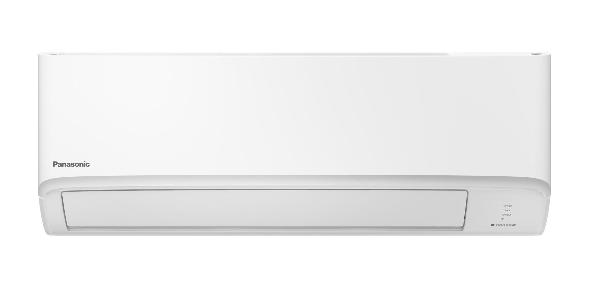 a white wall mounted nanoex panasonic air conditioner on a white background.