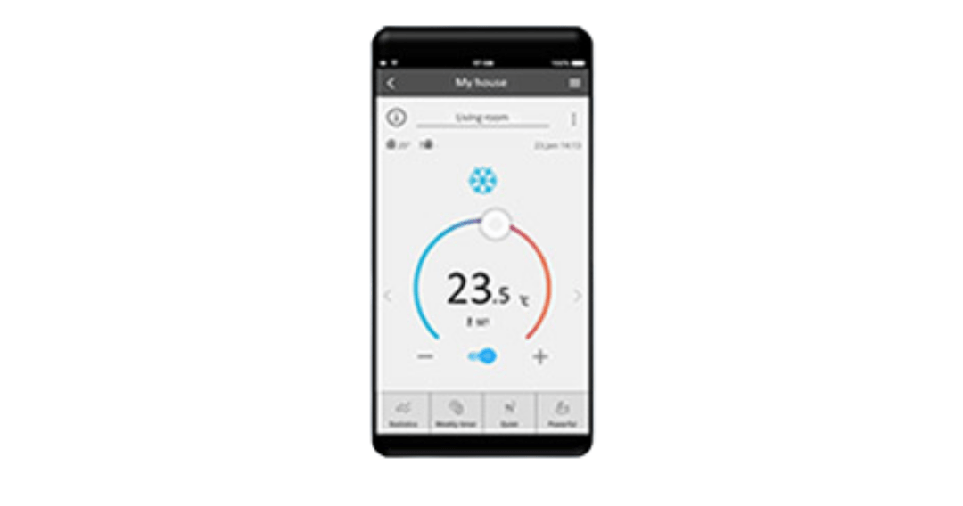 a smart phone with a thermostat app on it .