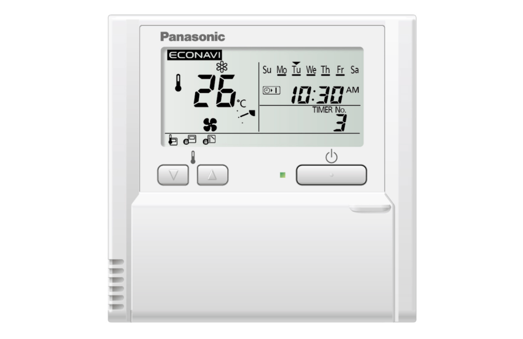 a panasonic thermostat is shown on a white background