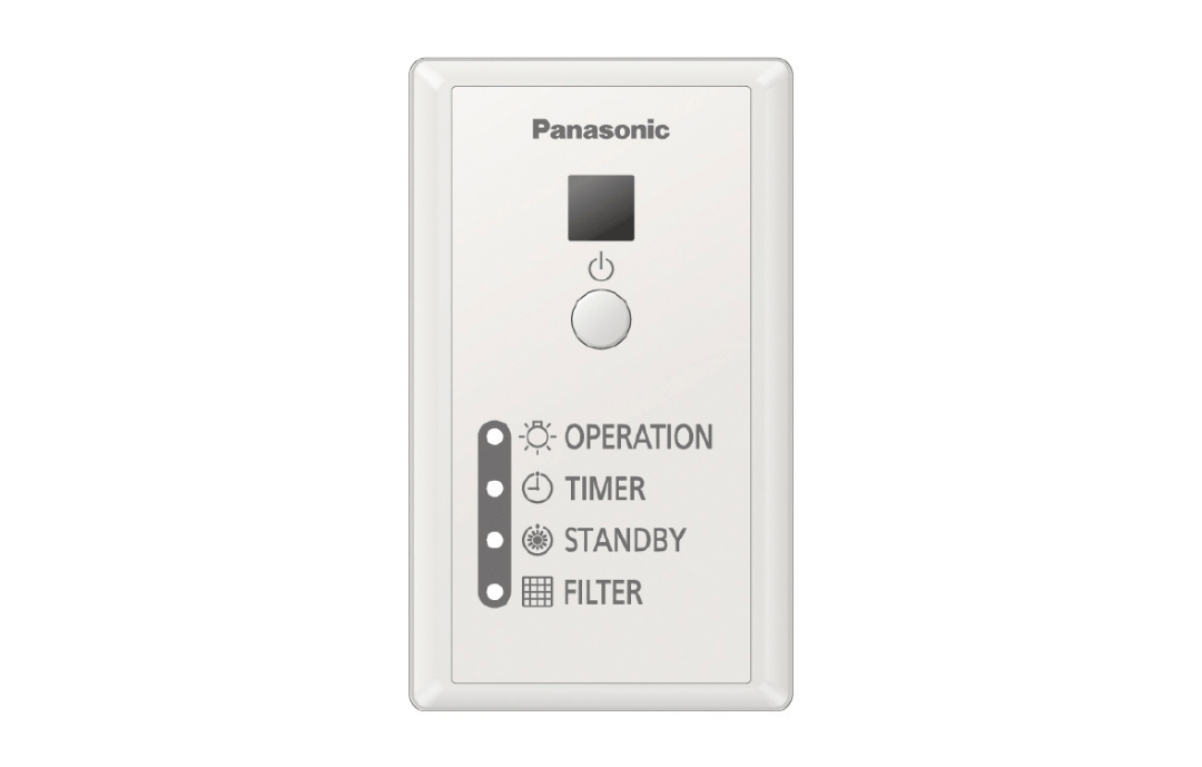 a panasonic remote control is shown on a white background .