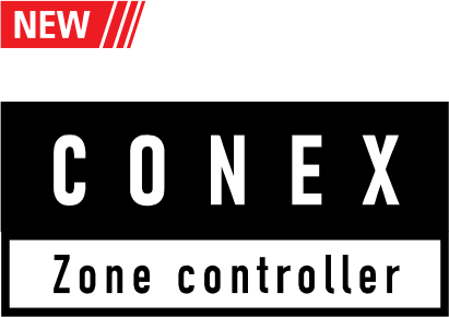 a black and white logo for conex zone controller .