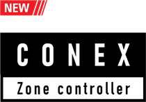 a black and white logo for conex zone controller .