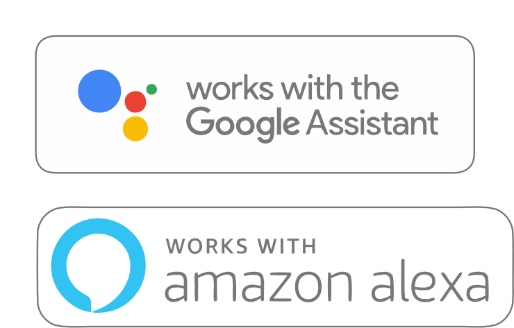 a google assistant logo and an amazon alexa logo on a white background .
