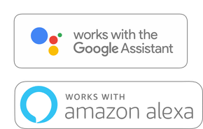 a google assistant logo and an amazon alexa logo on a white background .