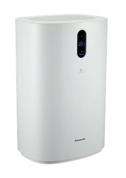 a white air purifier with a digital display on a white background .