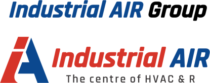 a logo for industrial air group the centre of hvac and r