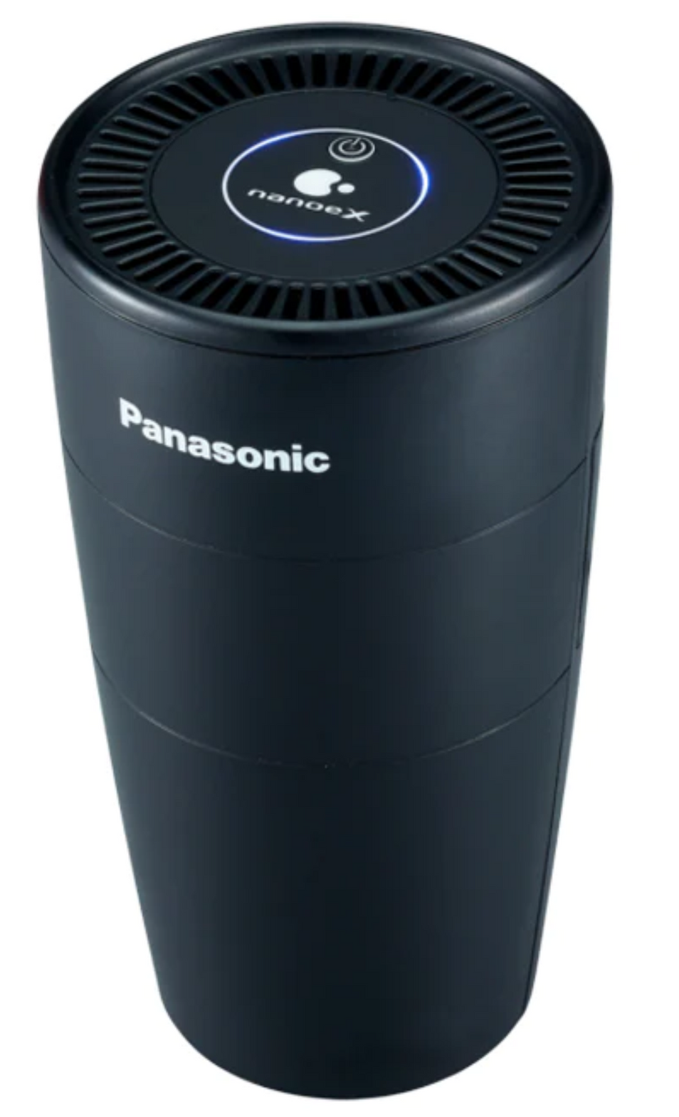 a black panasonic air purifier on a white background