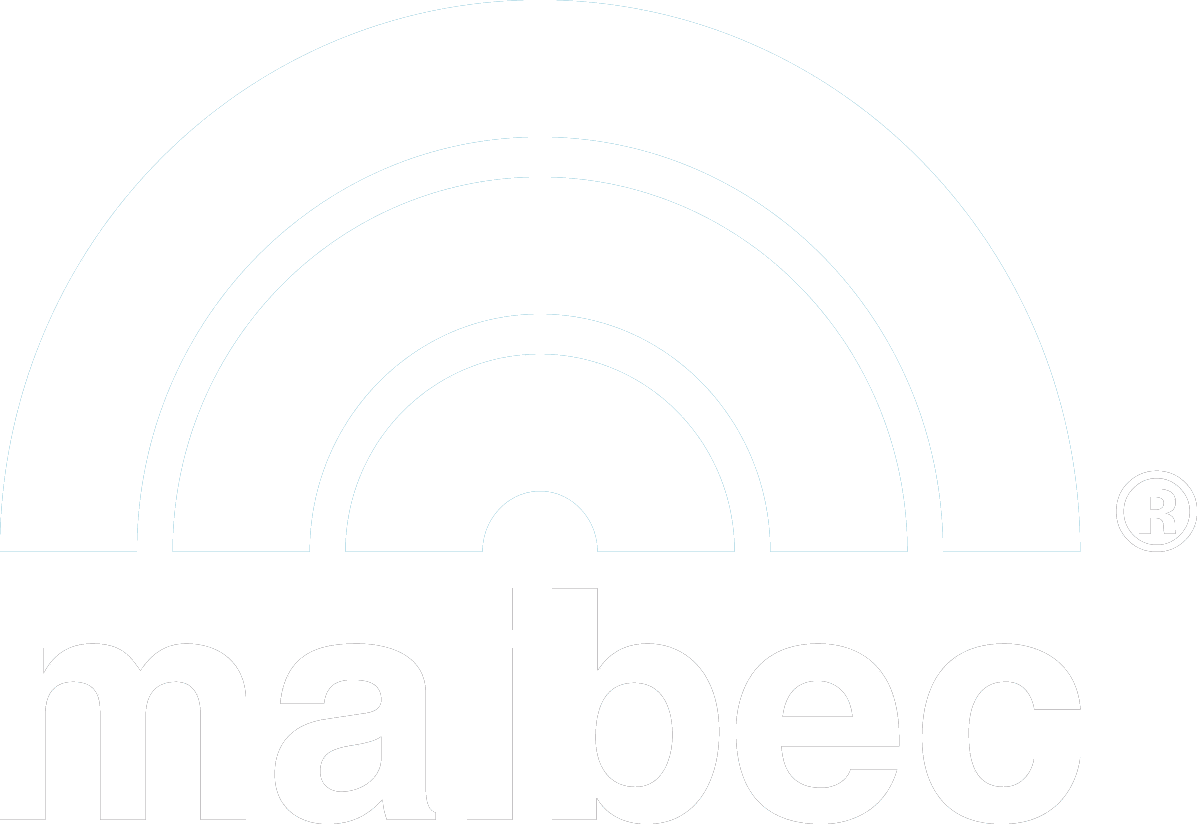 Un logo blanc avec un arc-en-ciel au milieu sur fond blanc.