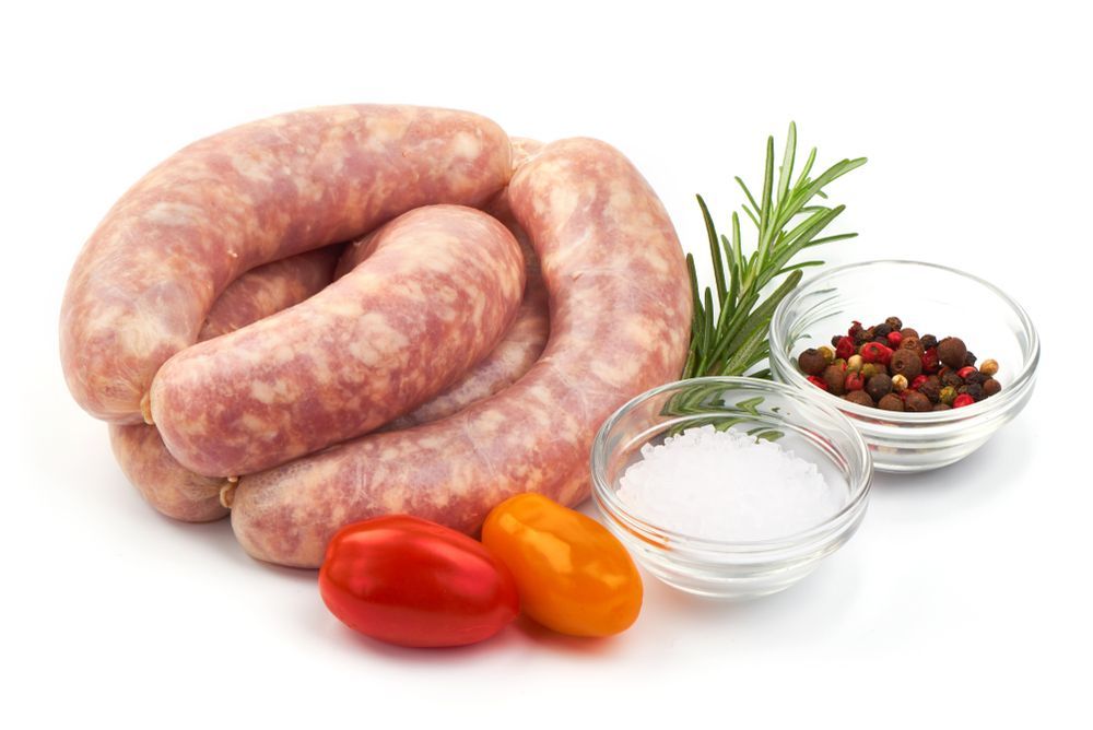 Raw Sausages, Tomatoes, Peppers, Salt And Rosemary — Edgeworth Meat & More in Edgeworth, NSW