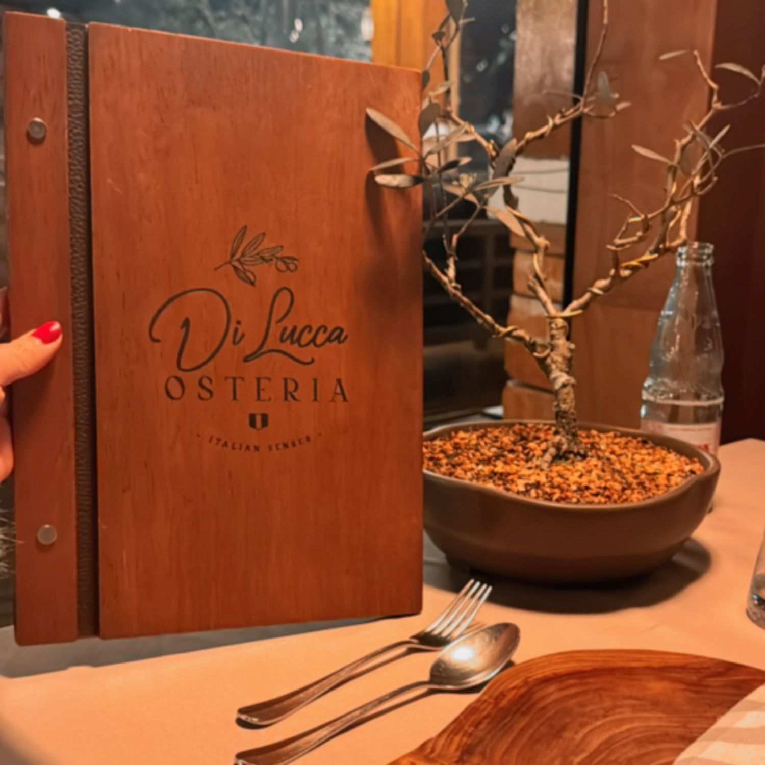 Menu degustação da Di Lucca Osteria, no Hotel Vale D’Incanto em Gramado