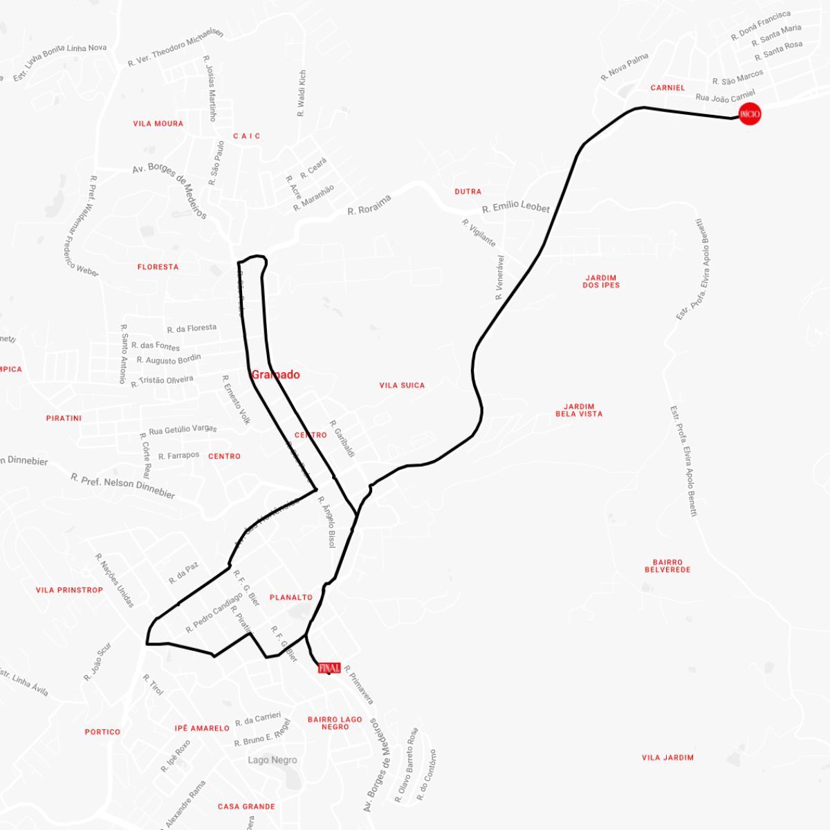 Trajeto Caravana de Natal Coca-Cola em Gramado