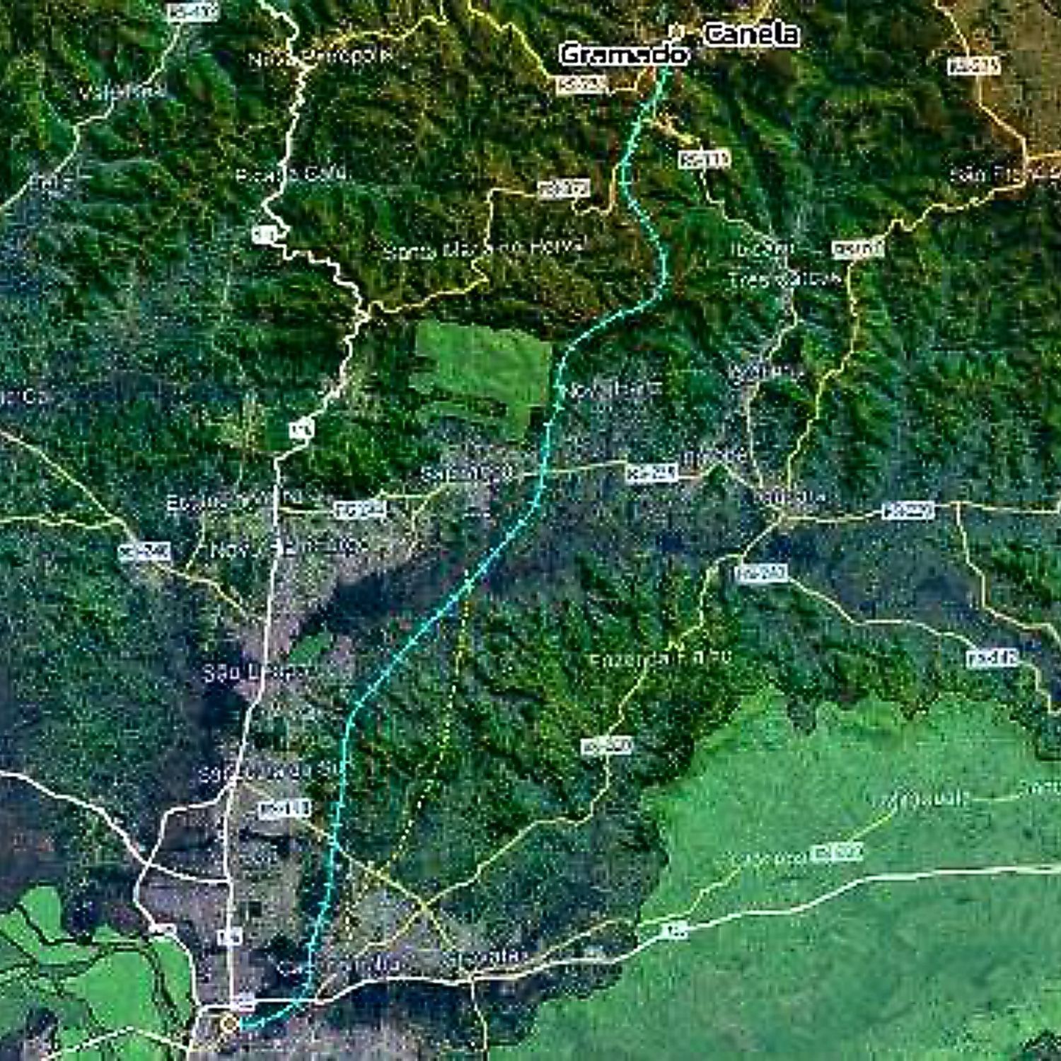 Trajeto do Trem entre Porto Alegre e Gramado - Fonte: Termo de Adesão Governo do RS Trajeto do Trem entre Porto Alegre e Gramado - Fonte: Termo de Adesão Governo do RS
