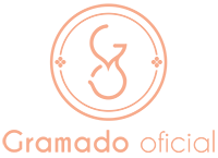 O logotipo de Gramado Oficial é um círculo com a letra G dentro dele.