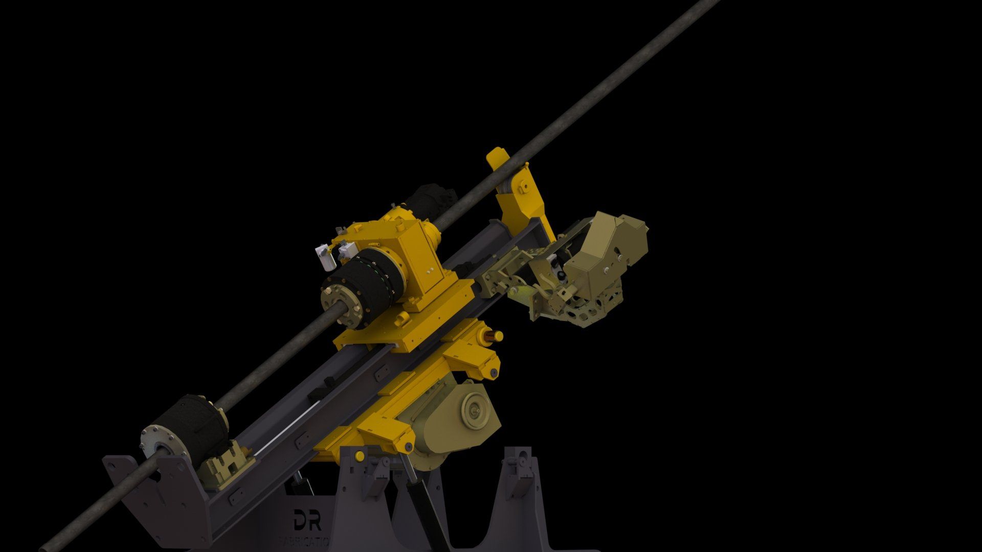 Une image générée par ordinateur d'une machine jaune et noire avec un fond noir.