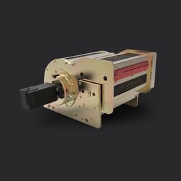 Un modèle 3D d'un moteur sur fond noir.