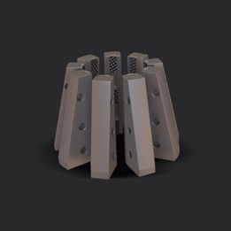 Un modèle 3D d'un objet circulaire sur fond noir.