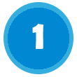 A blue circle with a white number one inside of it.