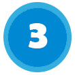 A blue circle with the number three inside of it.