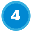 A blue circle with the number four inside of it.
