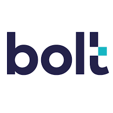 The bolt logo is a blue and white logo on a white background.
