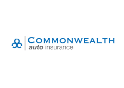 The logo for commonwealth auto insurance is blue and white.