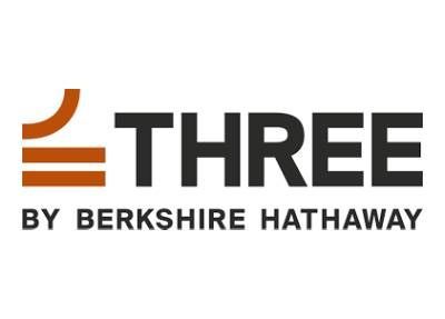 The three by berkshire hathaway logo is on a white background.