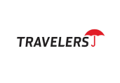 The logo for travelers j is a red umbrella on a white background.