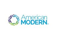 The american modern logo has a rainbow colored circle in the middle.
