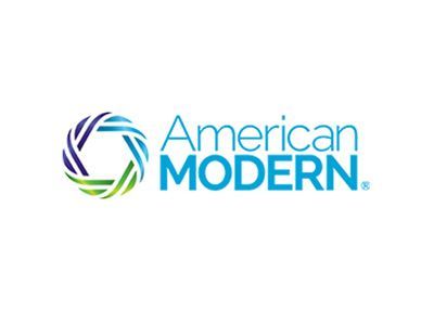The american modern logo has a rainbow colored circle in the middle.