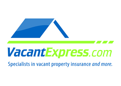 A logo for vacantexpress.com shows a roof and says specialists in vacant property insurance and more