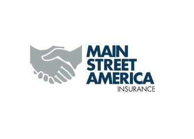 The main street america insurance logo is a handshake between two people.