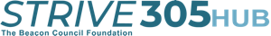 STRIVE 305 HUB logo with teal text on white background. 