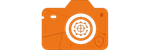 Icono de cámara naranja con un símbolo de diana blanca en el centro.