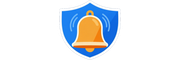 Escudo azul con un icono de campana naranja, que representa alertas o notificaciones.