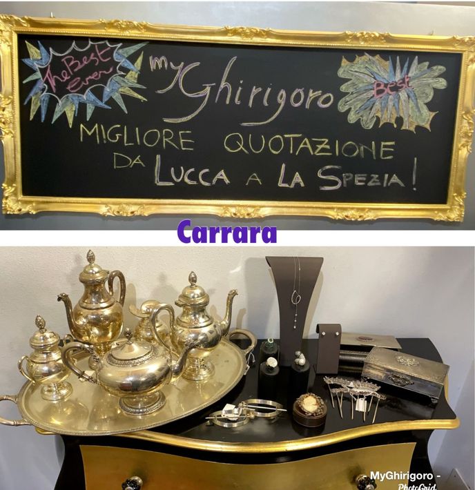 Quotazione di gioielli e oggettistica in oro e argento nella sede di Carrara