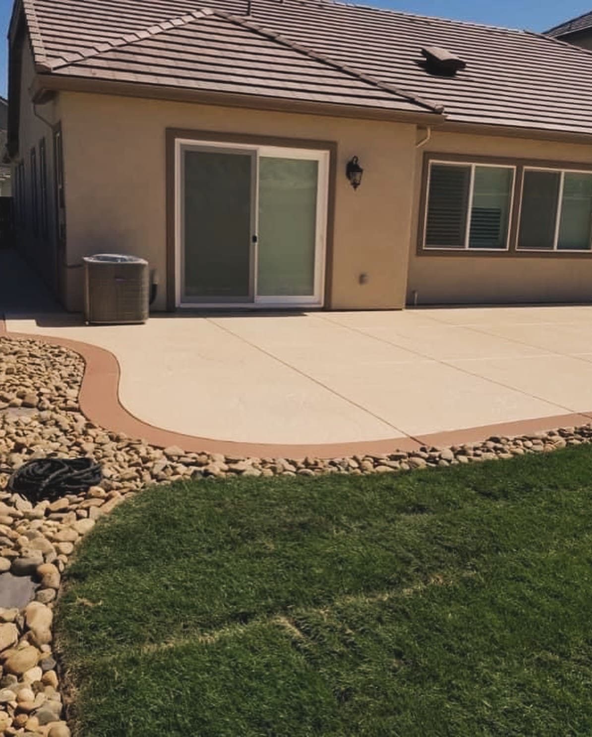 Outdoor firepit and sitting area on concrete patio in Stockton.